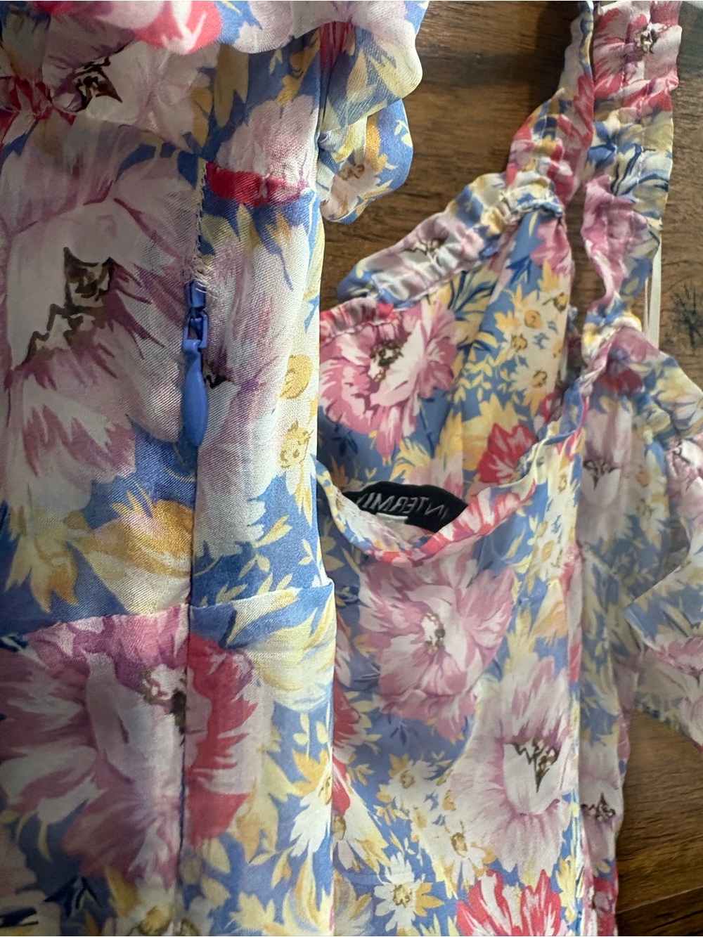 Intermix Silk Sophia Midi Floral High Low Frilly Dress - Picture 13 of 14